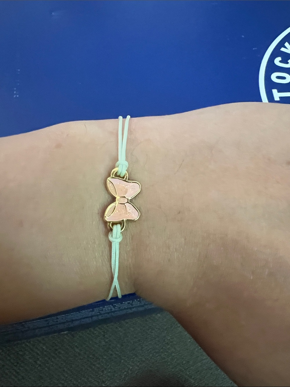 Delicate Pink and Gold Enamel Bow Cord Bracelet - Women's Accessories